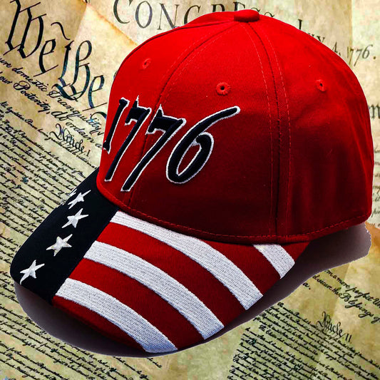 1776 Betsy Ross flag cap in red, white and blue side view