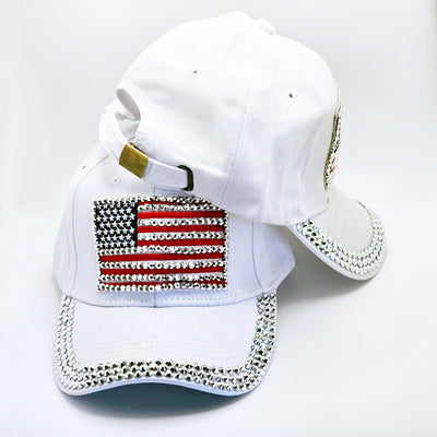 American Flag Rhinestone Cap front and rear view